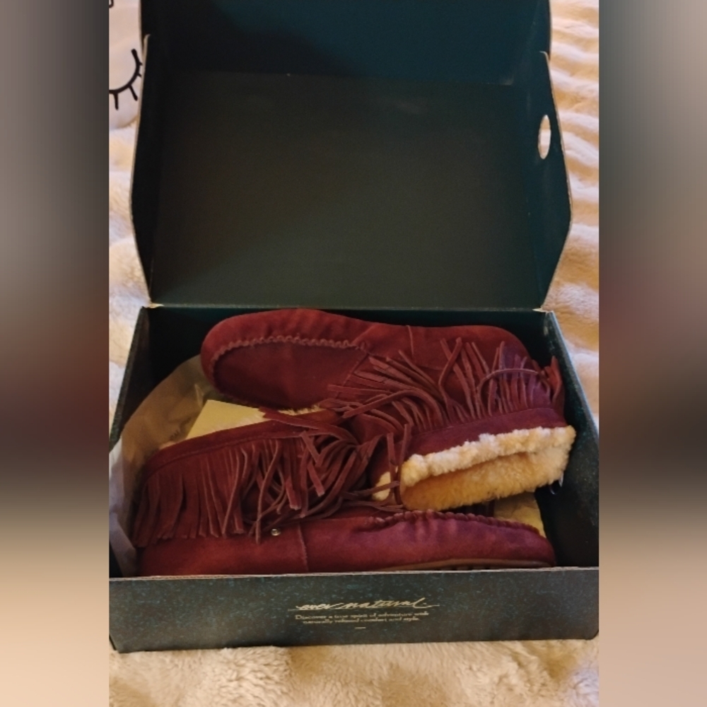 Women's Emu Australian Burgundy Moccasin Booties